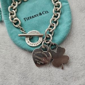 Tiffany & Co.  Return to Tiffany with Heart &  Four Leaf Clover Toggle Bracelet